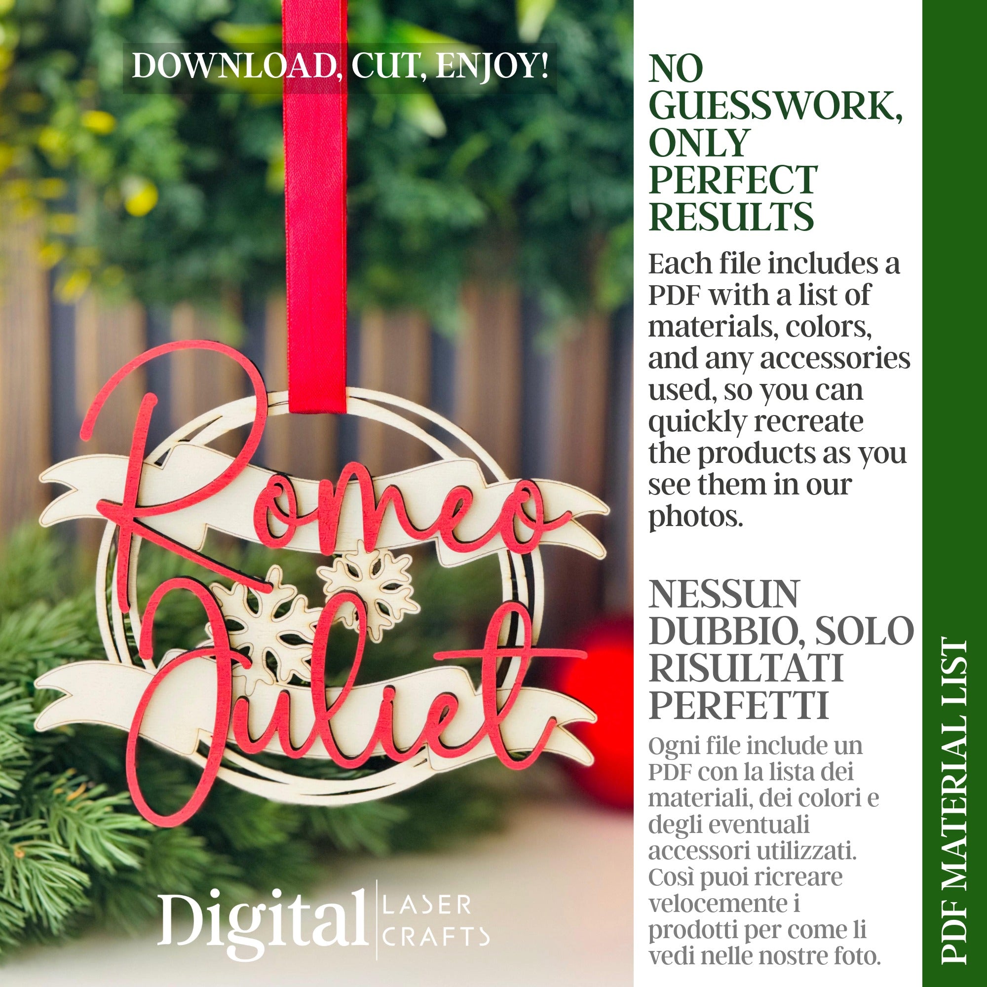 Material list and color palette for couple ornament