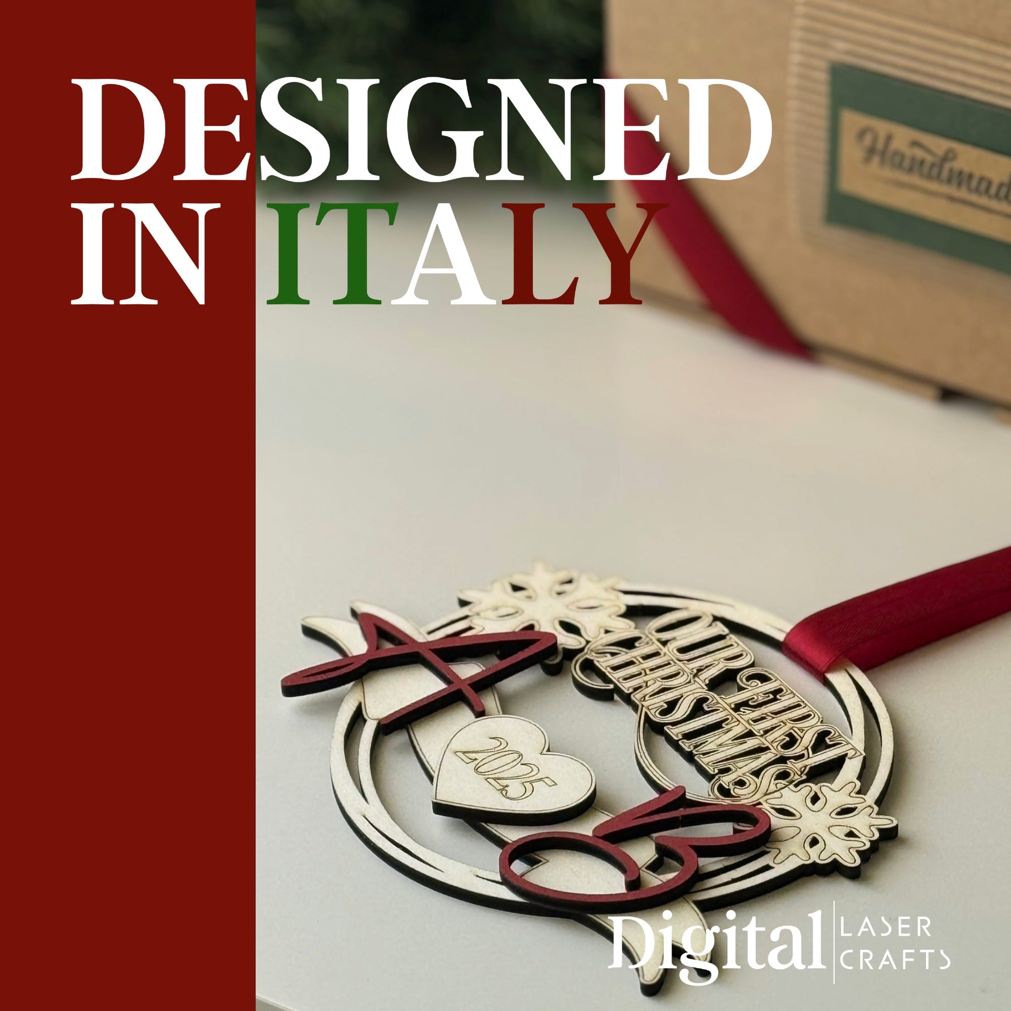 Couple initials wreath ornament – Designed in Italy