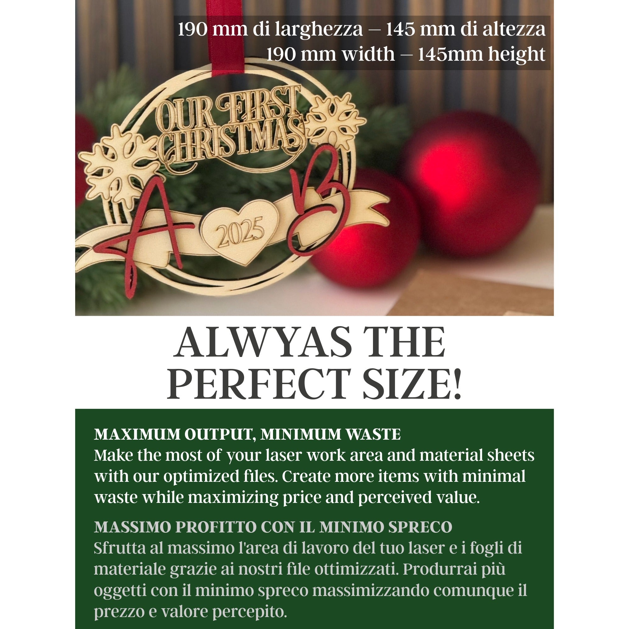 Perfect laser cutting dimensions 190x145 mm