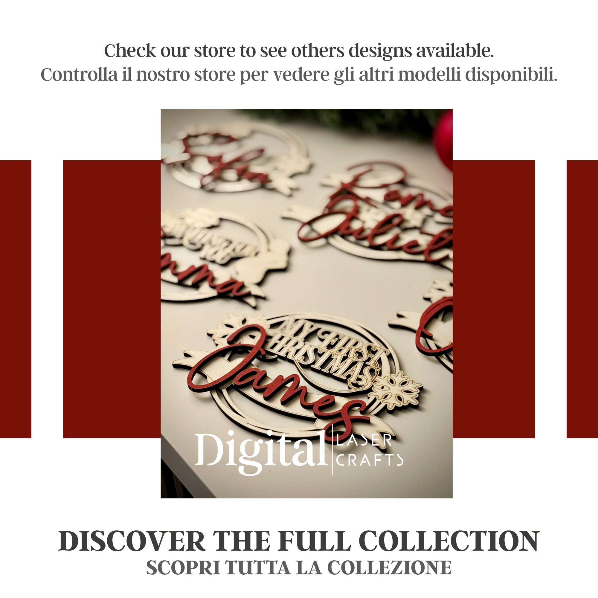 Laser cut Christmas ornament ready to hang