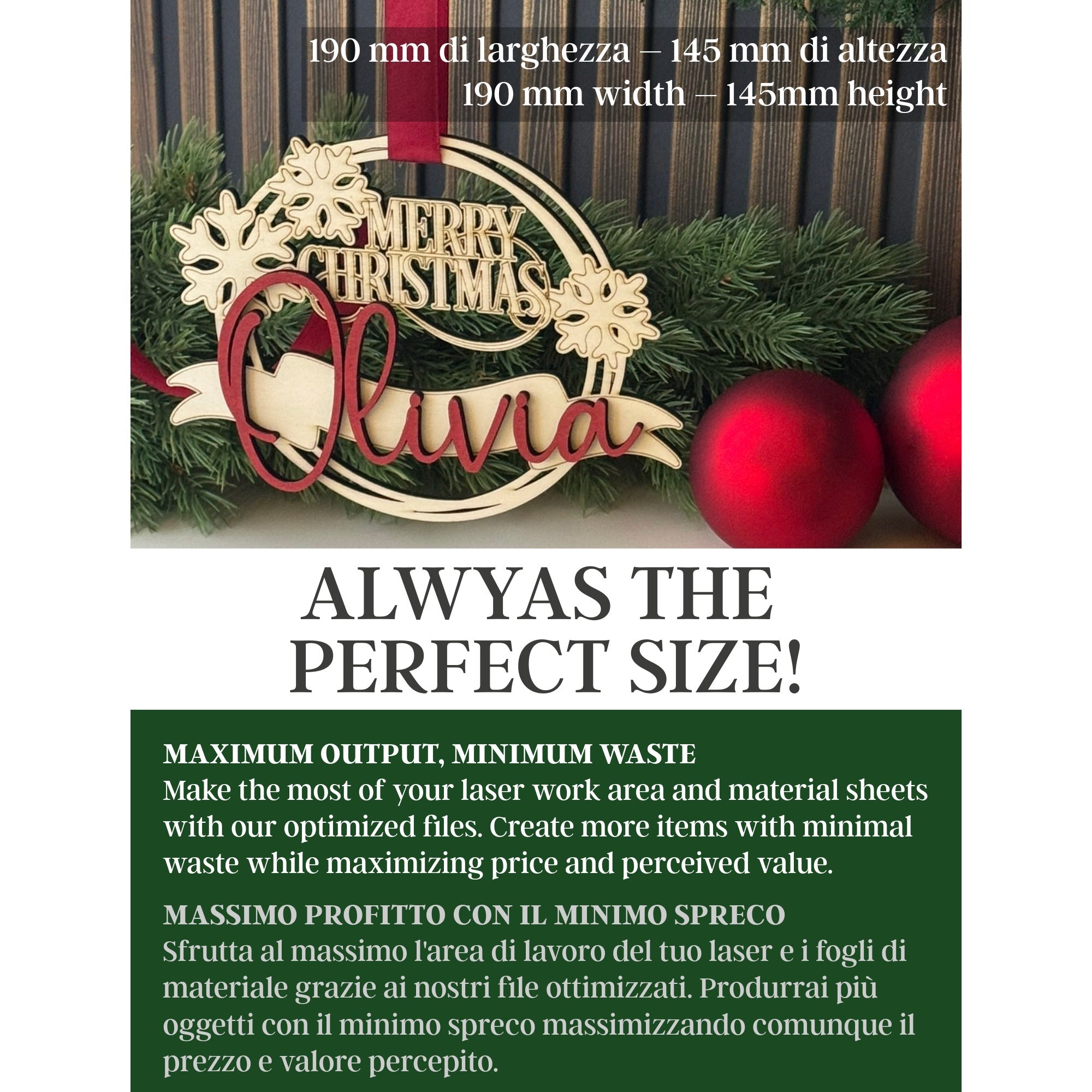 Laser cut Christmas ornament ready to hang