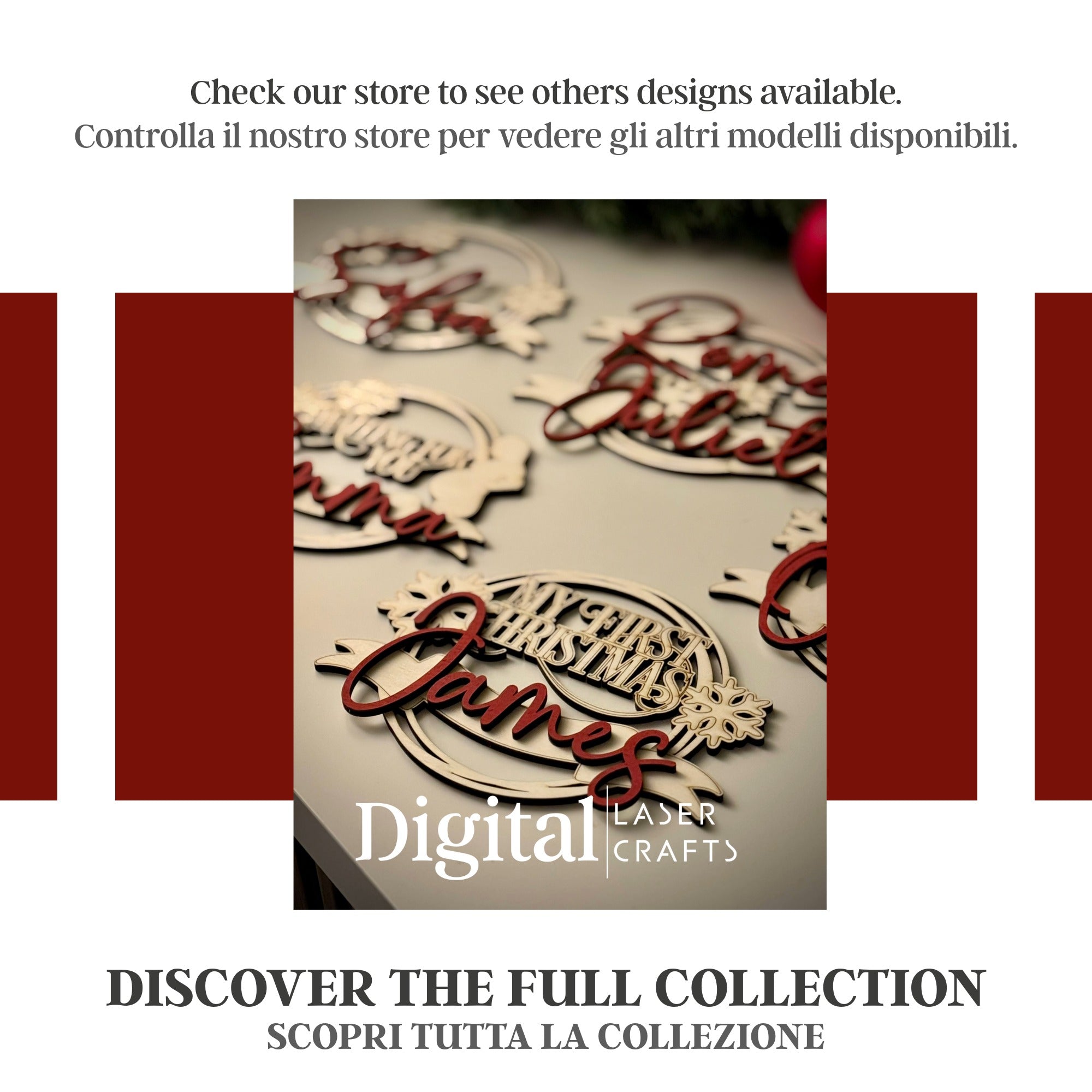 "My First Christmas" Personalized Ornament – Digital Laser Cut File (SVG, AI, PDF, DXF, LBR, XCS for Lightburn & Xtool Studio)