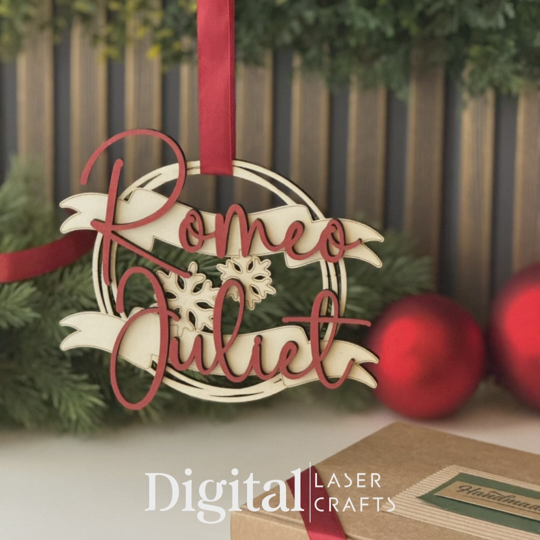Couple Christmas wreath ornament laser cut file – video