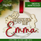 Waiting for You Christmas wreath ornament laser cut file – front view