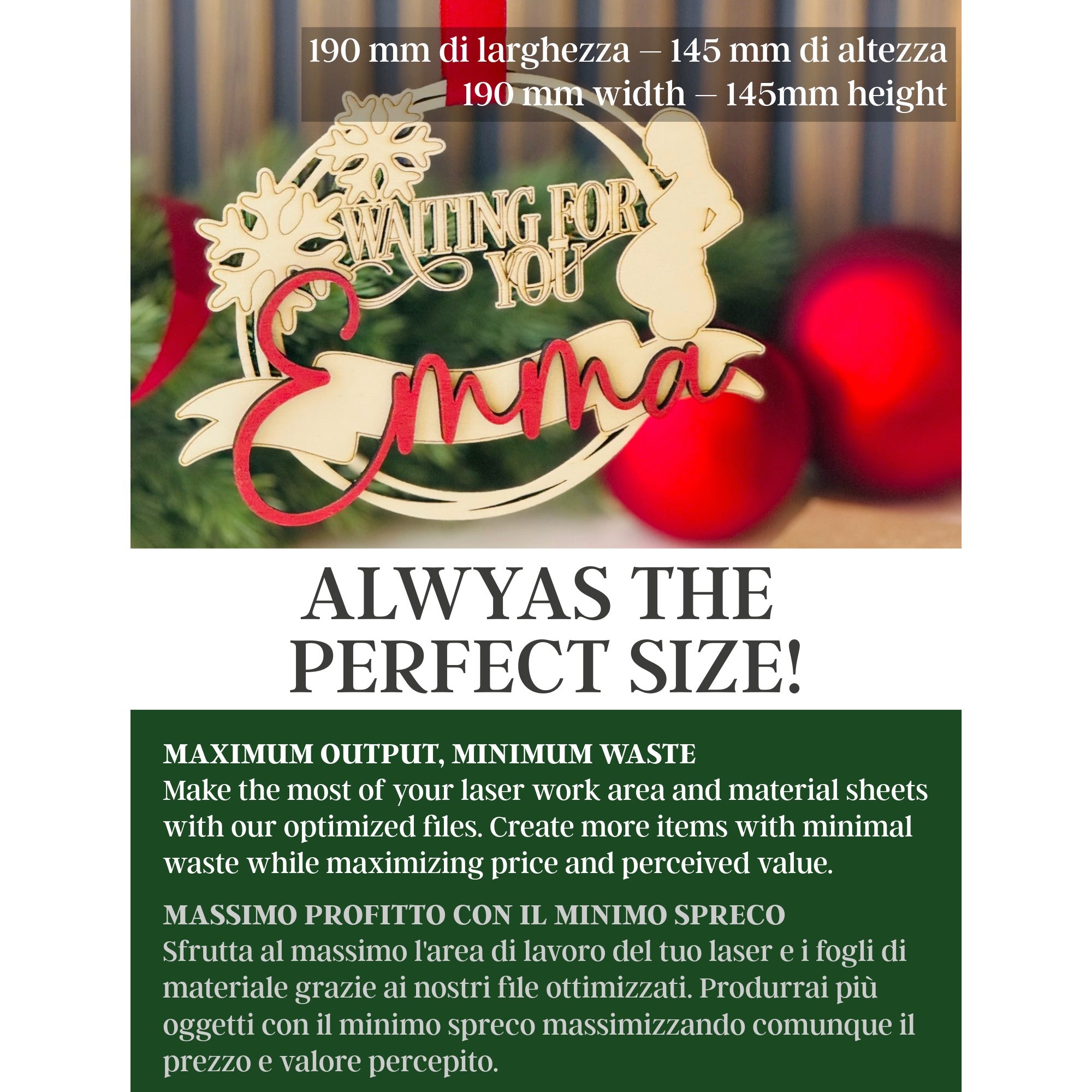 Perfect laser cutting dimensions 190x145 mm